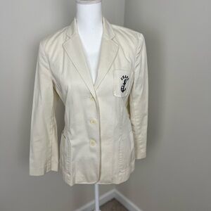 Chaps Cream Blazer with Embroidered Detail